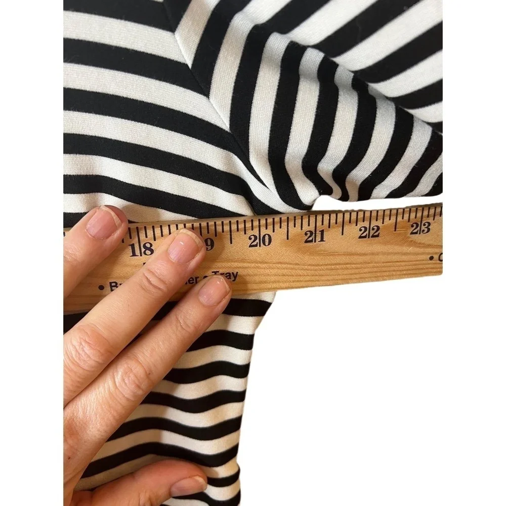 Kate Spade N179 Black White Striped 3/4 Sleeve Above Knee Dress Large